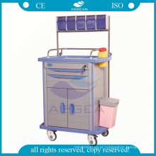 AG-AT001A3 Terapia com gavetas de armazenamento de hospital ABS carrinho de anestesia com gaveta